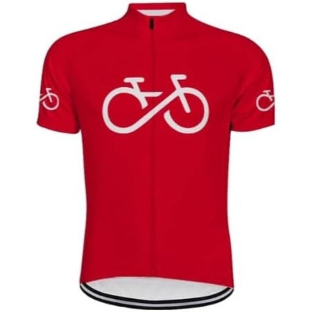 Cycle-Run Men's Short Sleeve Cycling Jersey Red Size M 3 Rear Pockets Windproof